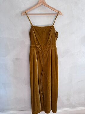 J. Crew - Velvet Yellow/Gold Jumpsuit with Waist Tir